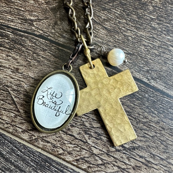 Gold Cross Pendant Necklace - Picture 2 of 2